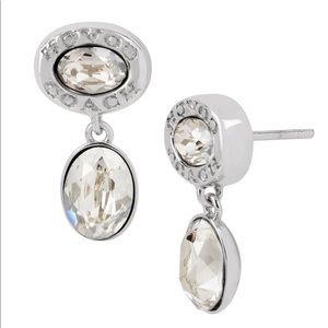 Coach Signature Logo Silver Double Drop Earrings